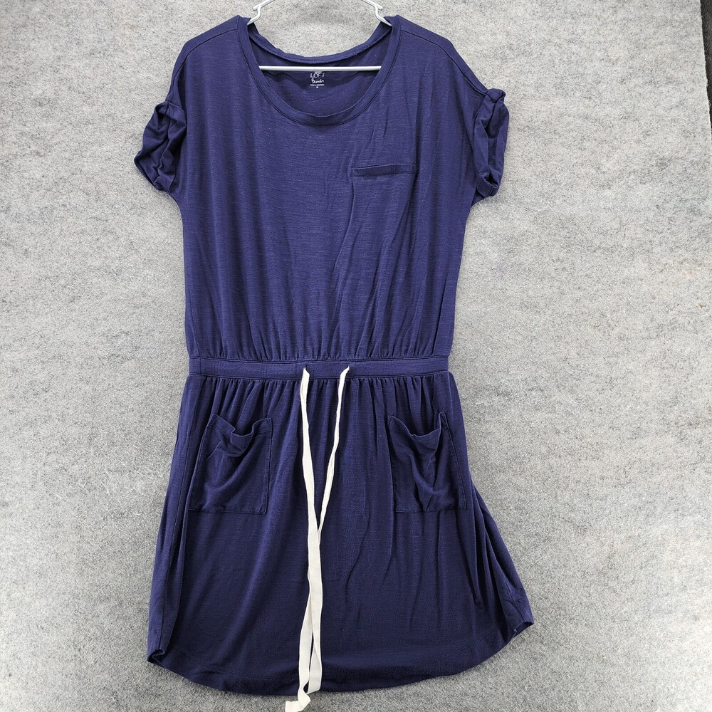 Ann Taylor LOFT Beach Dress Womens Medium Short Sleeve Blue